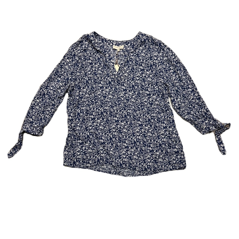 Cynthia Rowley NWT Womens Blue V Neck 3/4 Sleeve Tunic Top Shirt Flowy Size XL